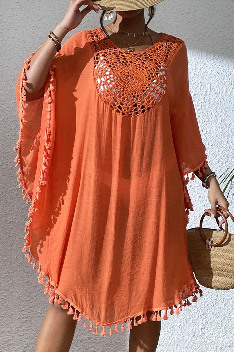 Crochet Tassel Plus Size Beach Cover-Up Kaftan